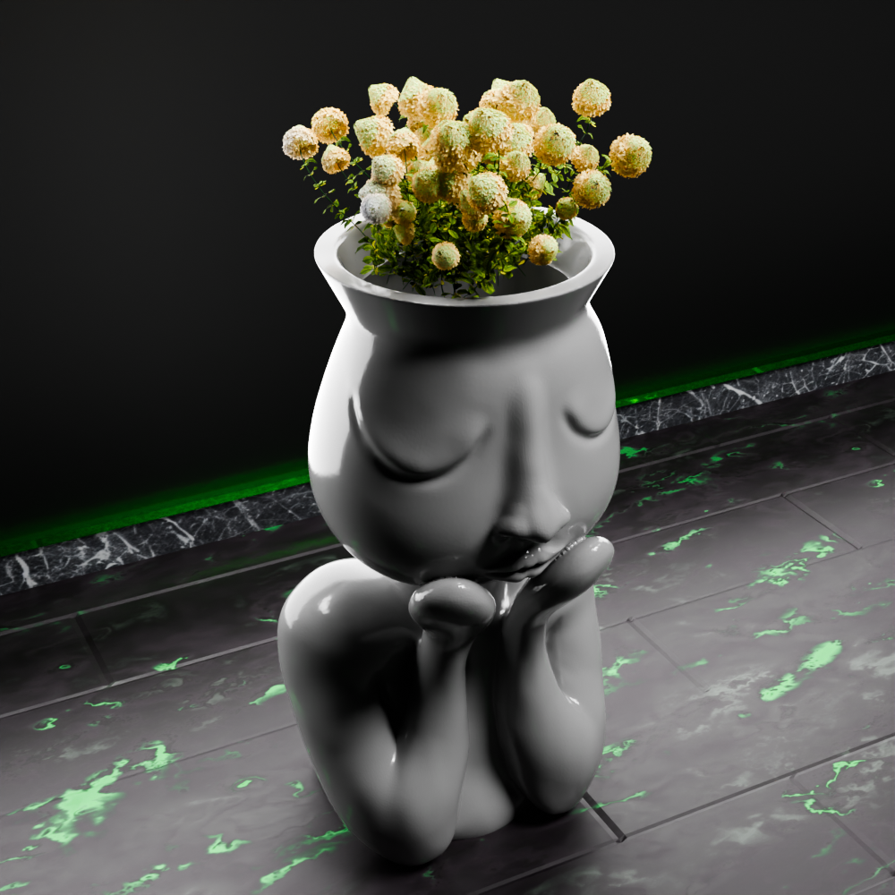 🟢 Modern Closed Eye Thinking Head Face Vase Statue Planter