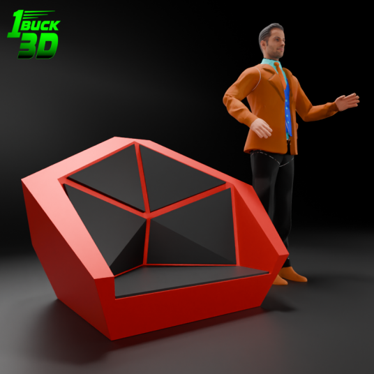 🟢 Futuristic Low Poly Table and Chairs Set for 3.75" (1:18) Figure Dioramas