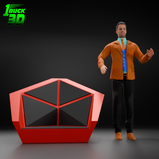 🟢 Futuristic Low Poly Table and Chairs Set for 3.75" (1:18) Figure Dioramas
