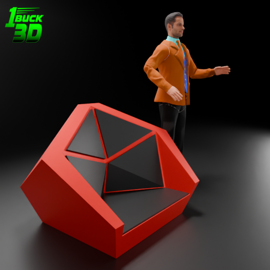 🟢 Futuristic Low Poly Table and Chairs Set for 3.75" (1:18) Figure Dioramas
