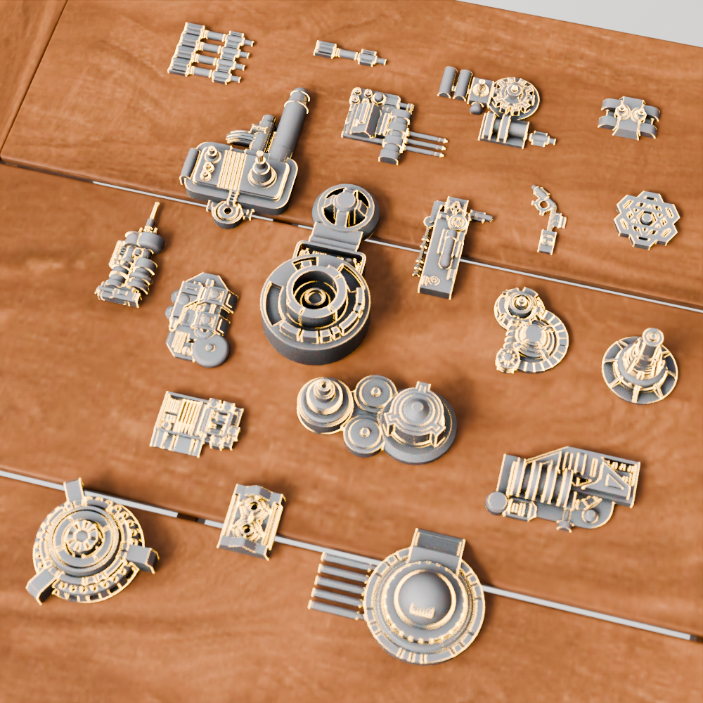 🟠 20x Sci-Fi Greebles, Greeblies for Action Figure Dioramas and Displays #8