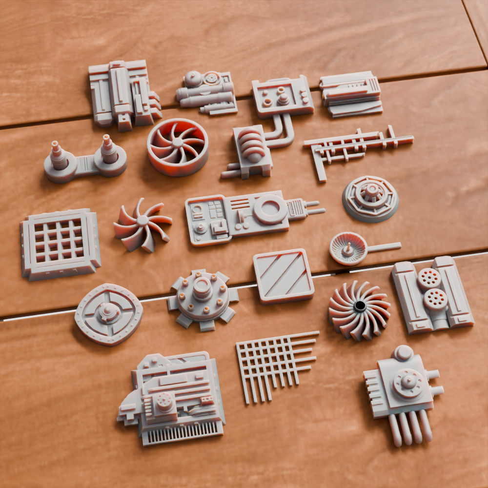 🟠 20x Sci-Fi Greebles, Greeblies for Action Figure Dioramas and Displays #7