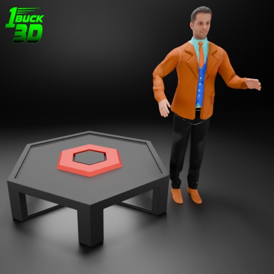 🟢 Futuristic Low Poly Table and Chairs Set for 3.75" (1:18) Figure Dioramas