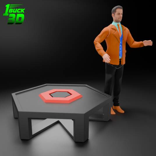 🟢 Futuristic Low Poly Table and Chairs Set for 3.75" (1:18) Figure Dioramas
