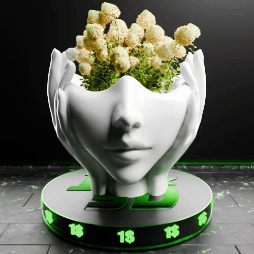 🟢 Elegant Female Cute Lady Girl Head Vase with Hands #1