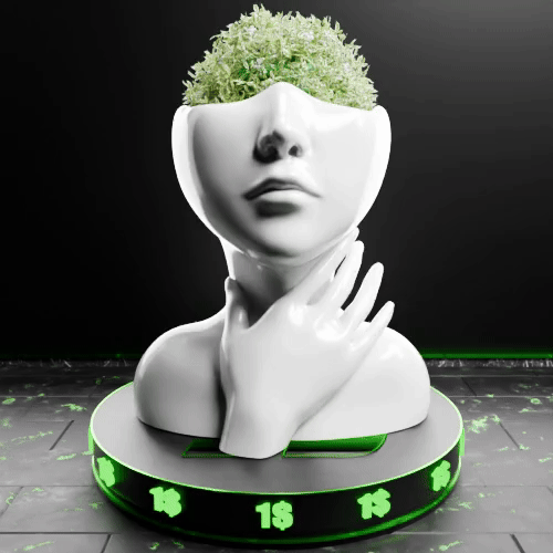 🟢 Elegant Female Cute Lady Girl Head Vase with One Hand