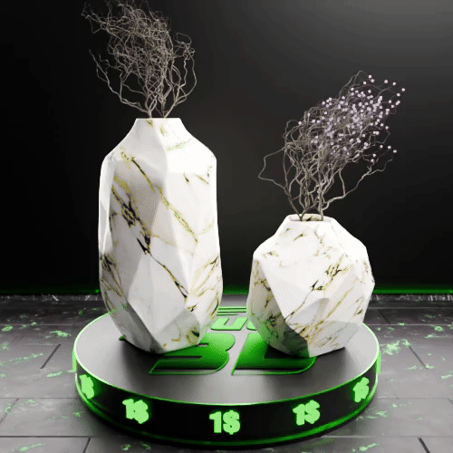 🟢 Pair of Low Poly Vases