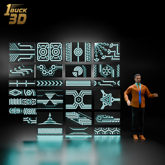 🟠 28x Sci Fi Wall Floor Panels Greebles Pack Set for Dioramas