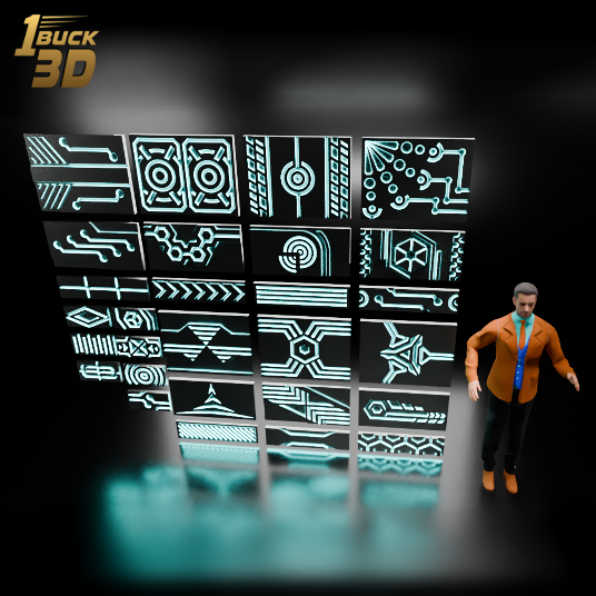 🟠 28x Sci Fi Wall Floor Panels Greebles Pack Set for Dioramas