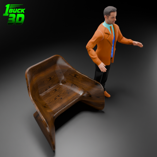 🟢 Modern Low Poly Wooden Hemp Chair for 3.75" (1:18) Figure Dioramas