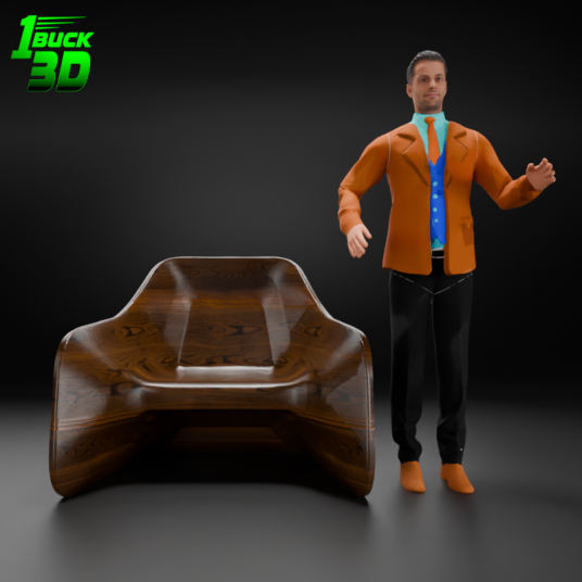 🟢 Modern Low Poly Wooden Hemp Chair for 3.75" (1:18) Figure Dioramas
