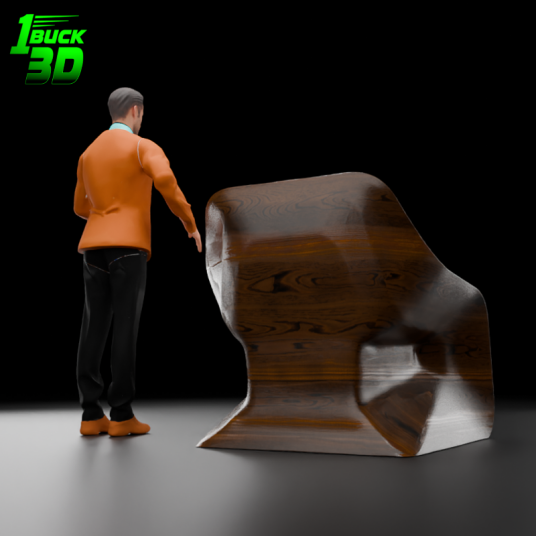 🟢 Modern Low Poly Wooden Hemp Chair for 3.75" (1:18) Figure Dioramas