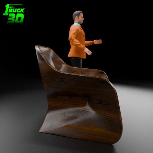 🟢 Modern Low Poly Wooden Hemp Chair for 3.75" (1:18) Figure Dioramas